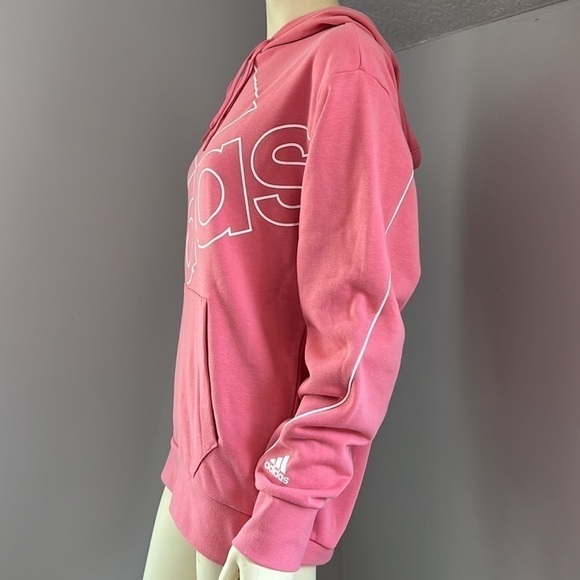ADIDAS Women’s Giant Logo Hoodie Graphic Sweatshirt Pink White M - Picture 5 of 16